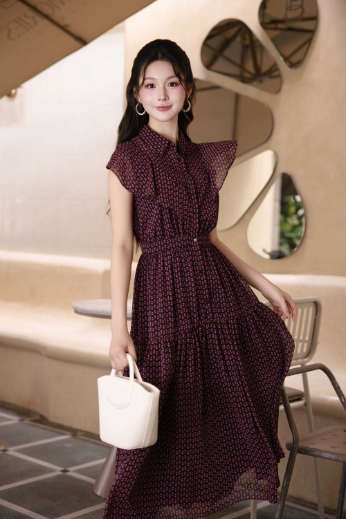 Sixdo Chiffon Flared Dress 04